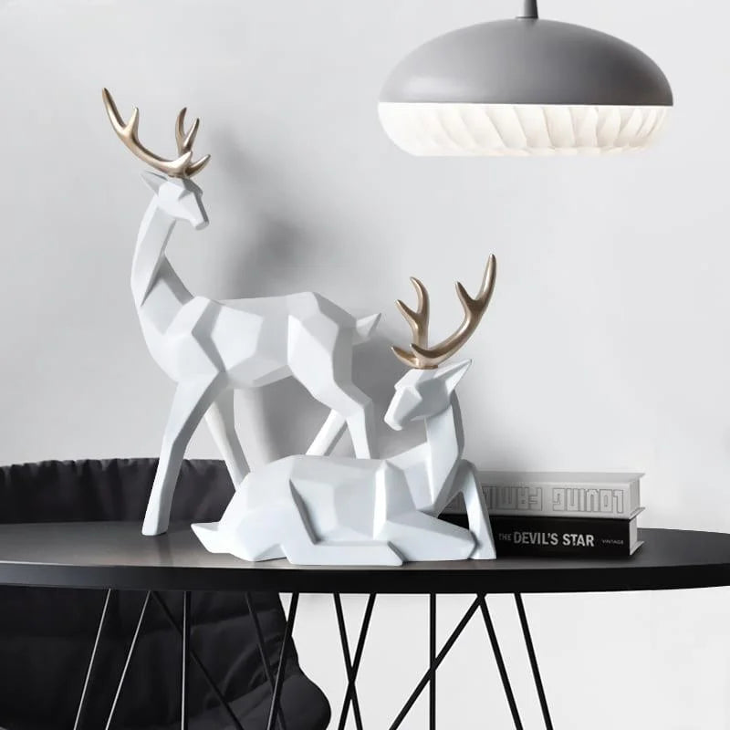Estátuas de Cervo para Decoração Mesa em Resina 2 Peças Lenogue