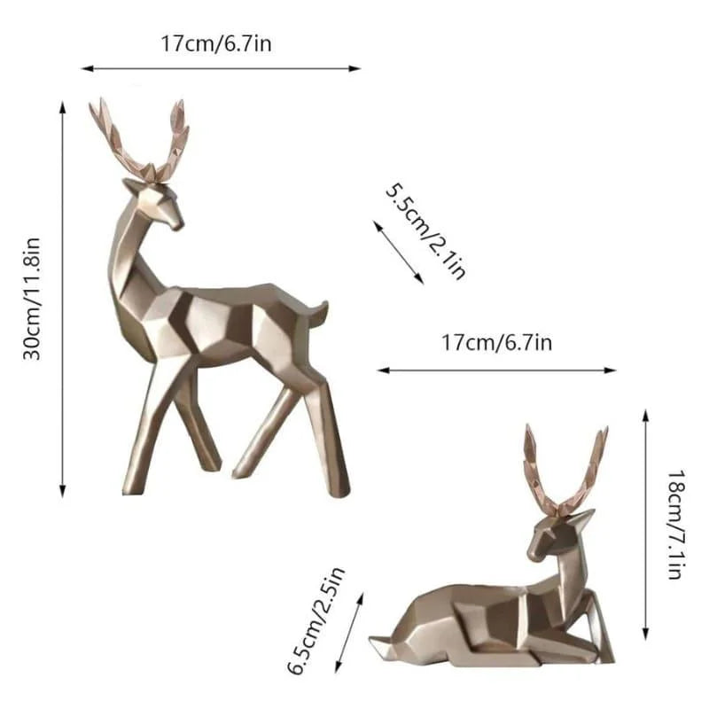 Estátuas de Cervo para Decoração Mesa em Resina 2 Peças Lenogue