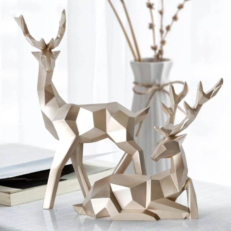 Estátuas de Cervo para Decoração Mesa em Resina 2 Peças Lenogue