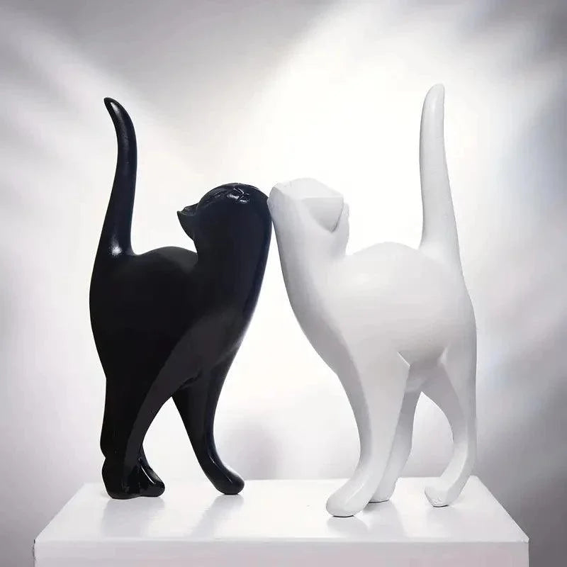 Estátuas de Gatos Decorativas em Resina para Decoração Lenogue