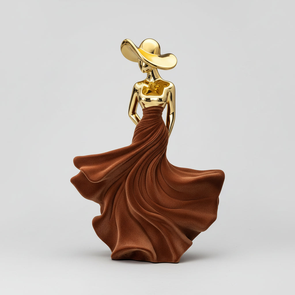 Estatueta de Resina Parfum Acabamento Eletroplaqueado Marrom Lenogue Marrom