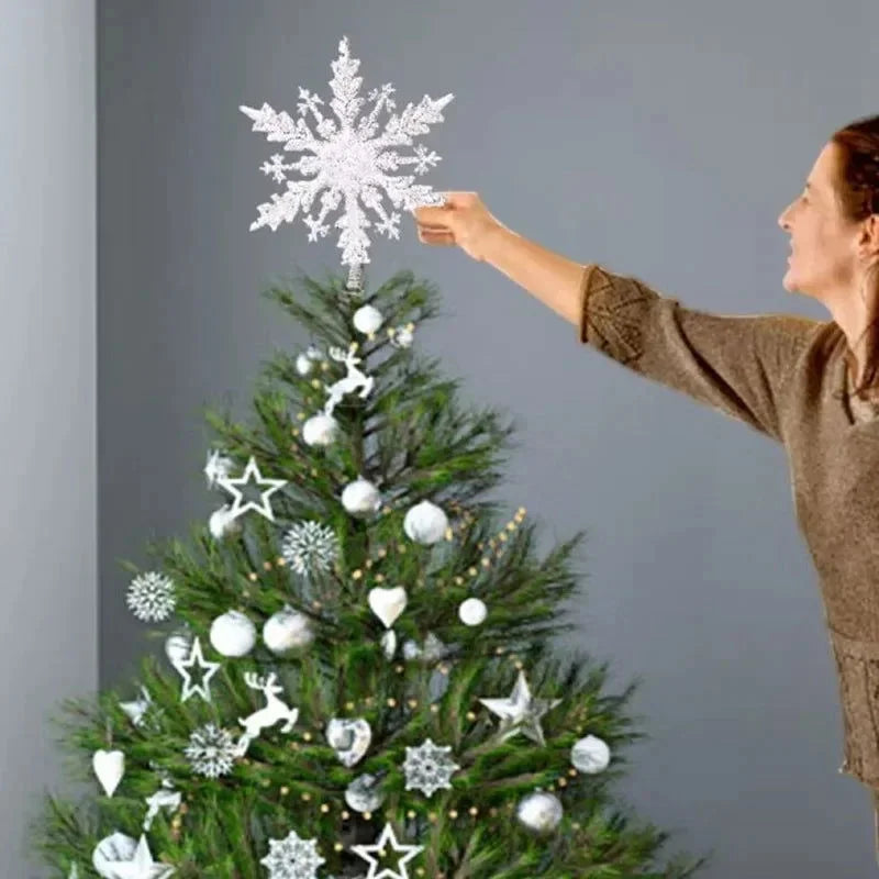 Estrela Brilhante Decorativa para Topo de árvore Natal Lenogue Branco