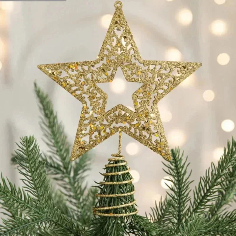 Estrela Dourada de Ferro para Topo árvore Natal Decorativa Lenogue