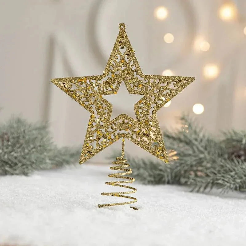 Estrela Dourada de Ferro para Topo árvore Natal Decorativa Lenogue