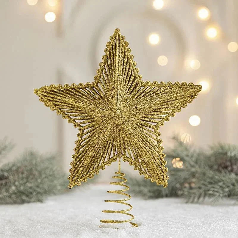 Estrela Dourada de Ferro para Topo árvore Natal Decorativa Lenogue