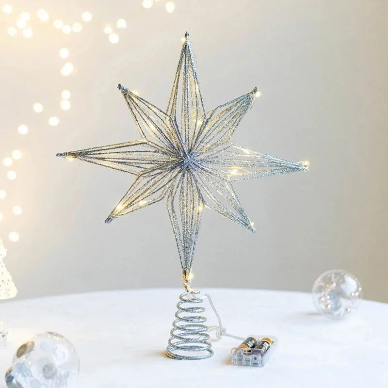 Estrela Led Iluminada para Topo de árvore Natal Decorativa Lenogue Prata (30 Cm)