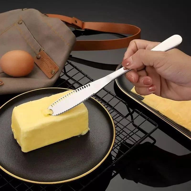 Faca Espátula de Manteiga e Geleia Serrilhada em Aço Inox Lenogue