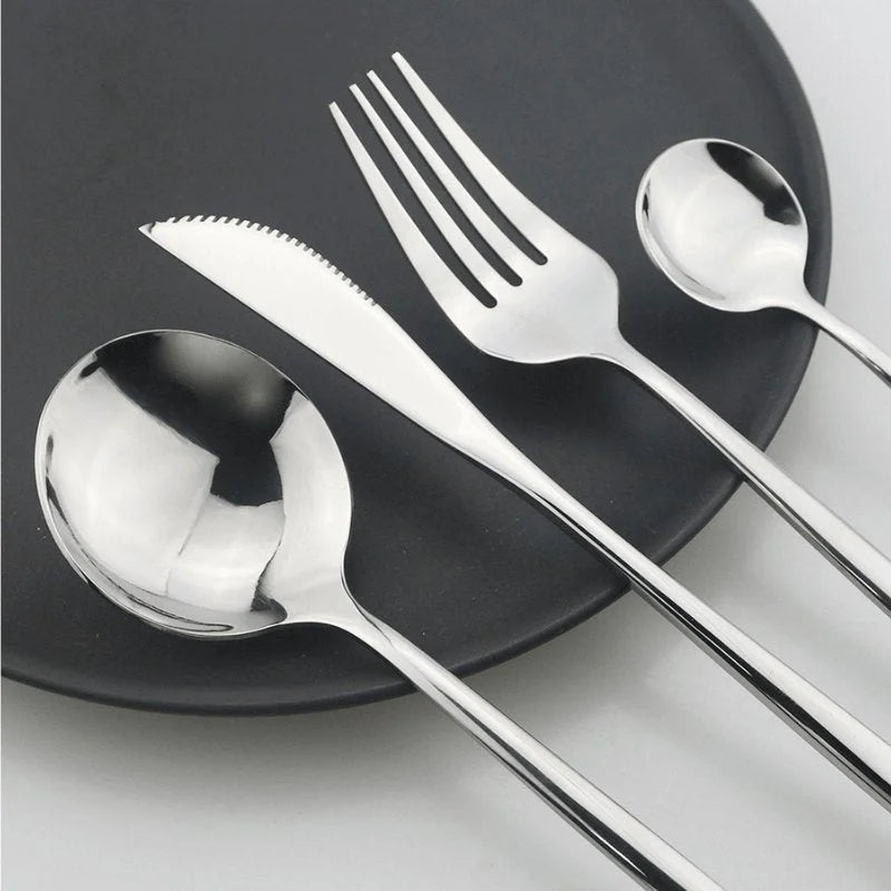 Faqueiro Luxuoso 24 Peças em Aço Inoxidável para Jantar Lenogue