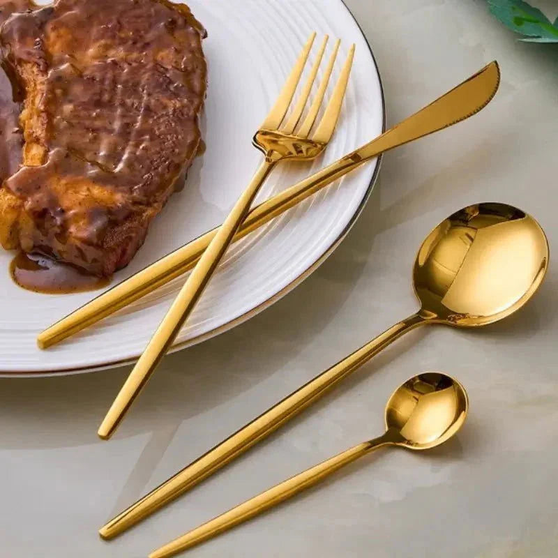 Faqueiro Luxuoso 24 Peças em Aço Inoxidável para Jantar Lenogue