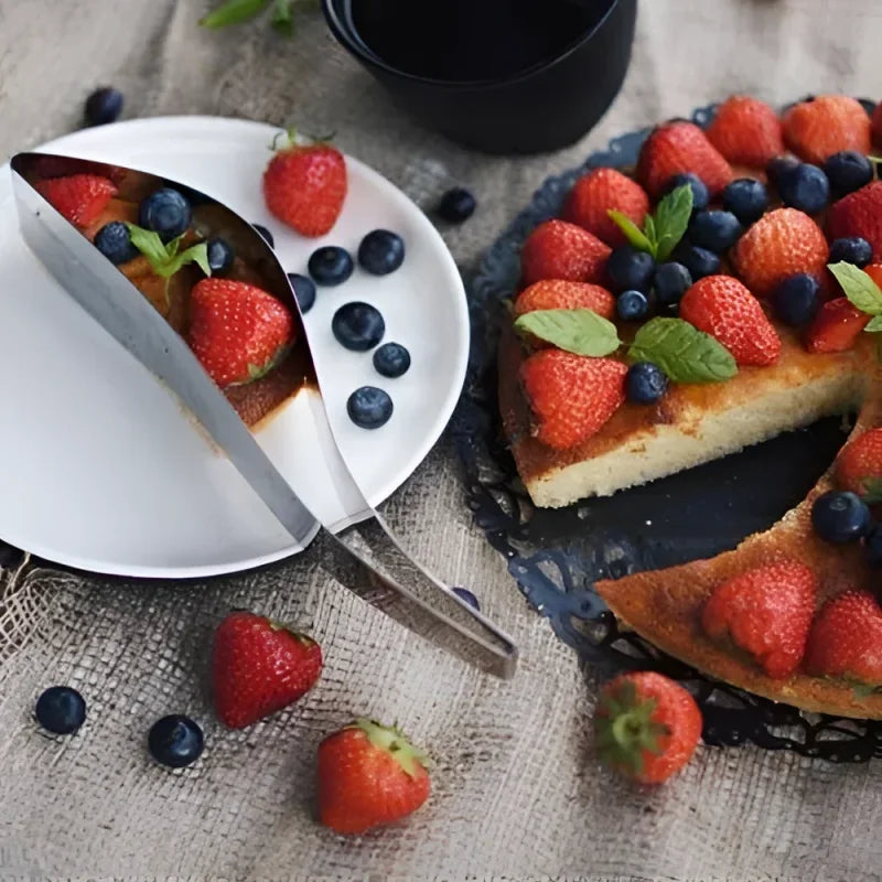 Fatiador de Bolo Aço Inox 304 Design Europeu para Festas e Confeitaria Lenogue Prata