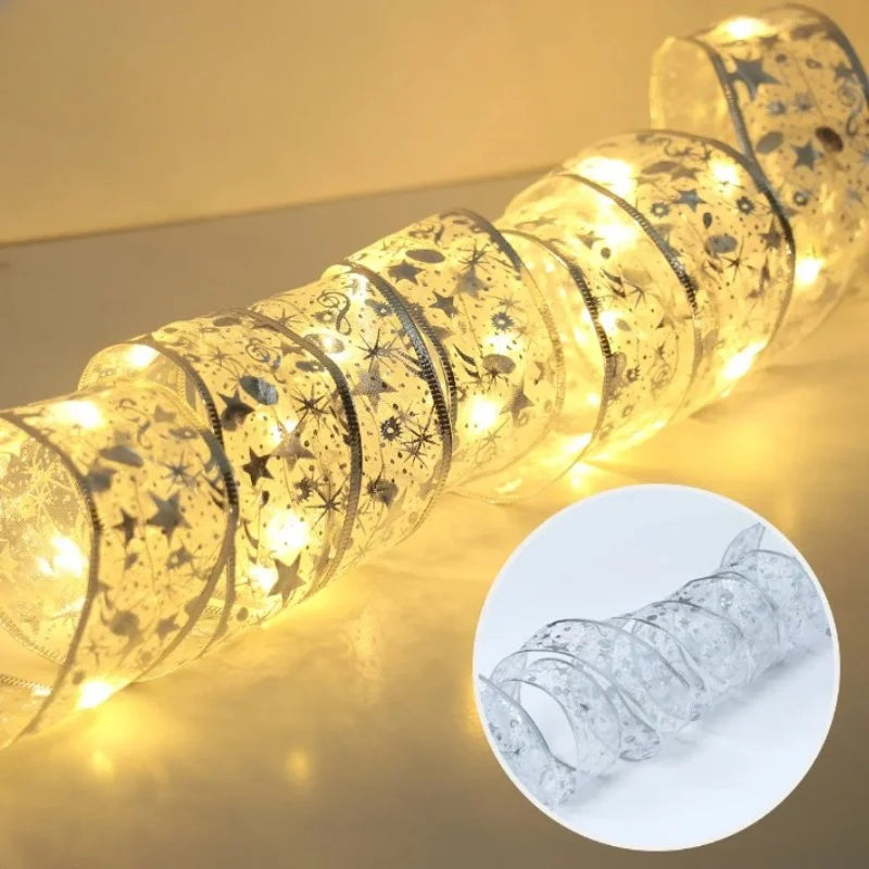 Fita Led Decorativa para árvore de Natal com Iluminação Lenogue Prateado / Luz Amarela / 1 Metro
