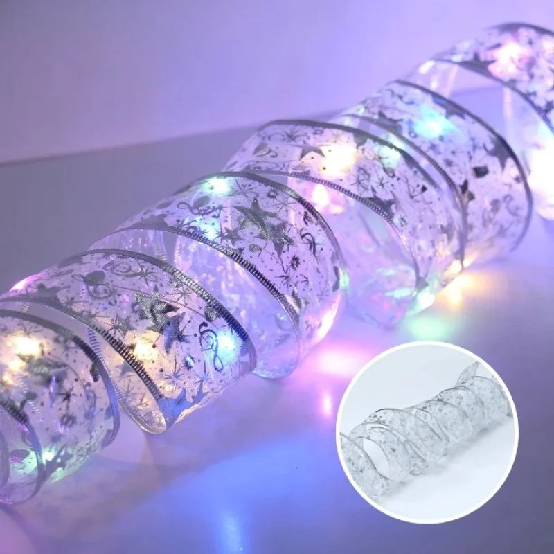 Fita Led Decorativa para árvore de Natal com Iluminação Lenogue Prateado / Luz Colorida / 1 Metro