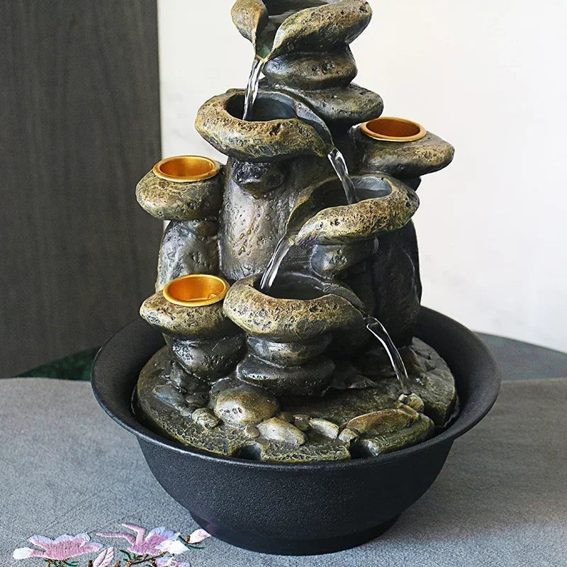 Fonte Decorativa de água em Resina Feng Shui para Sala Lenogue