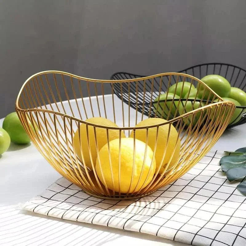 Fruteira de Metal Decorativa Multiuso para Organizar Frutas e Decorar Lenogue Dourado m