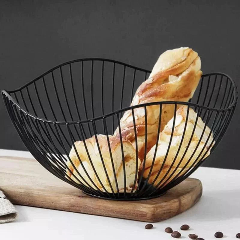 Fruteira de Metal Decorativa Multiuso para Organizar Frutas e Decorar Lenogue Preto (m)