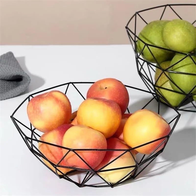Fruteira de Metal Decorativa Multiuso para Organizar Frutas e Decorar Lenogue Preto (trançado)
