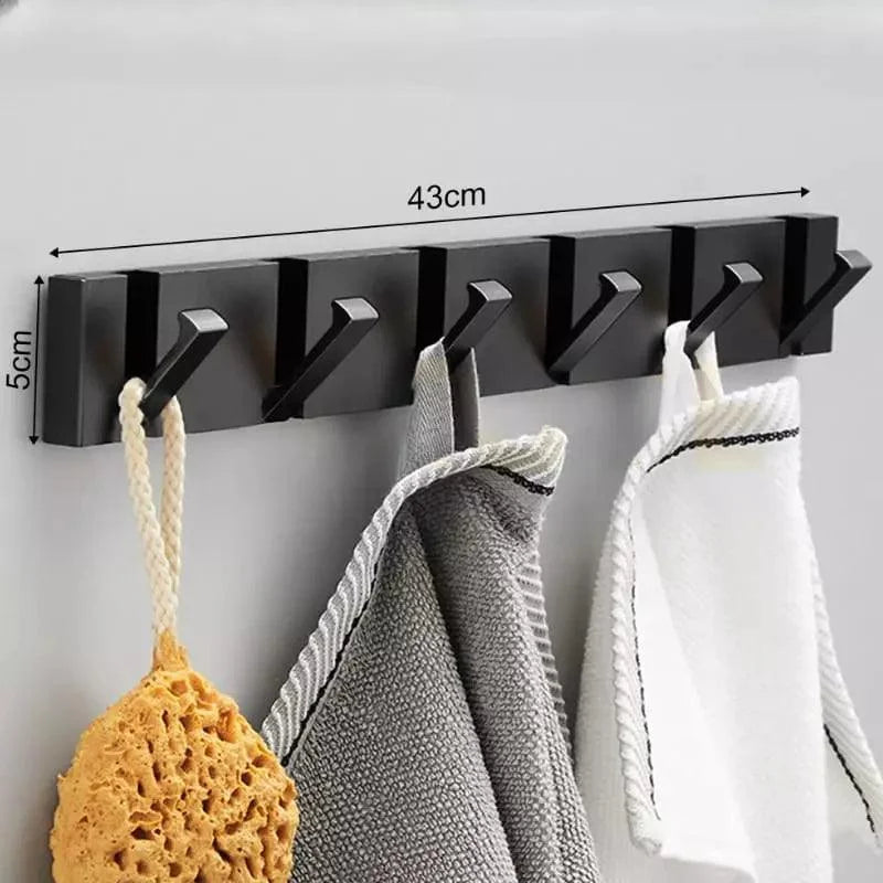 Ganchos de Alumínio Retráteis Multiuso para Banheiro e Closet Lenogue Preto (6 Ganchos)