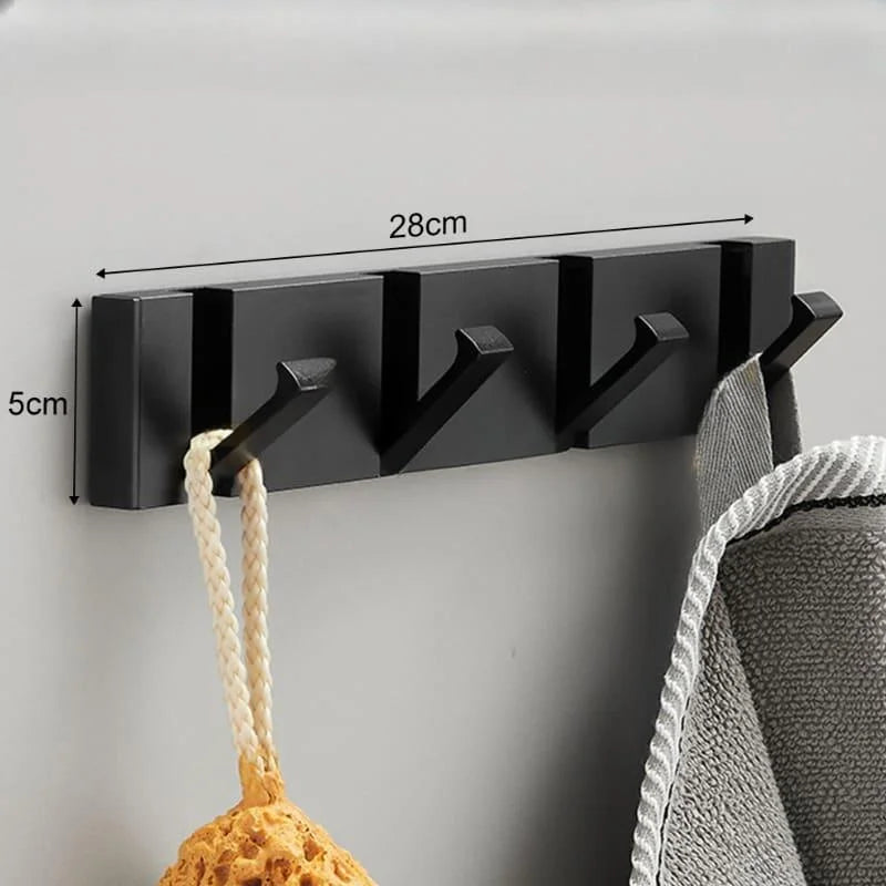 Ganchos de Alumínio Retráteis Multiuso para Banheiro e Closet Lenogue Preto (4 Ganchos)