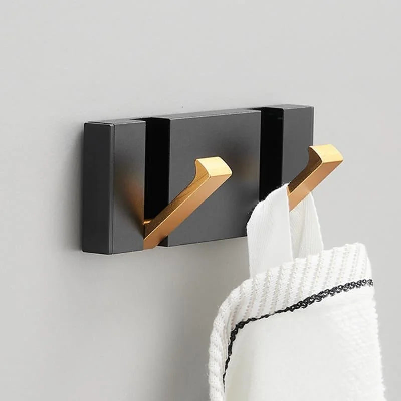 Ganchos de Alumínio Retráteis Multiuso para Banheiro e Closet Lenogue Dourado (2 Ganchos)