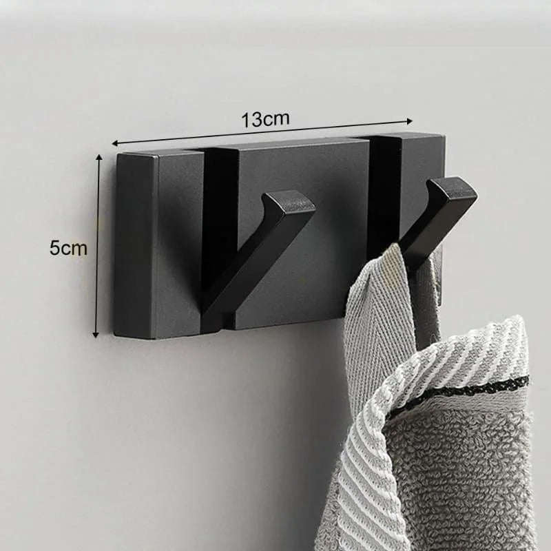 Ganchos de Alumínio Retráteis Multiuso para Banheiro e Closet Lenogue Preto (2 Ganchos)