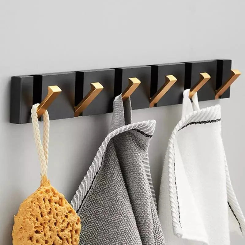 Ganchos de Alumínio Retráteis Multiuso para Banheiro e Closet Lenogue Dourado (6 Ganchos)