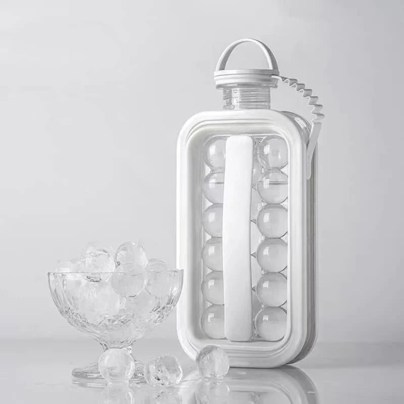 Garrafa de água com Molde Gelo Redondo para Bebidas Geladas Lenogue Branco