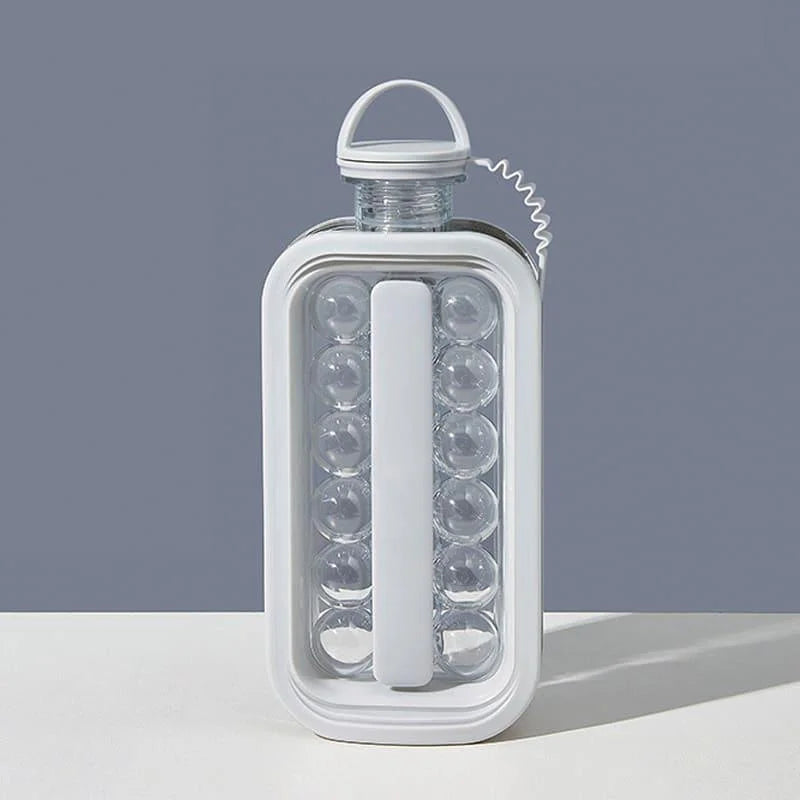 Garrafa de água com Molde Gelo Redondo para Bebidas Geladas Lenogue Cinza