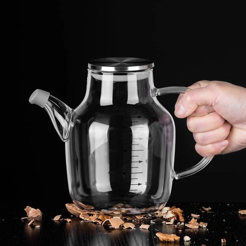 Garrafa Porta Azeite e Vinagre de Vidro Borossilicato com Tampa Hermética Lenogue