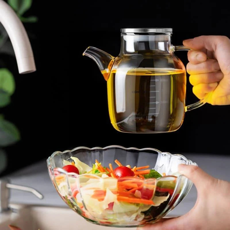 Garrafa Porta Azeite e Vinagre de Vidro Borossilicato com Tampa Hermética Lenogue 600ml / 1 Uni