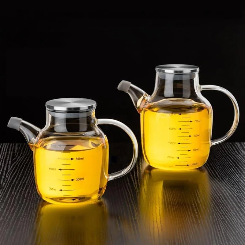 Garrafa Porta Azeite e Vinagre de Vidro Borossilicato com Tampa Hermética Lenogue