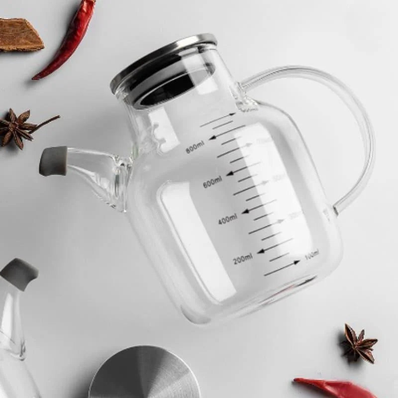 Garrafa Porta Azeite e Vinagre de Vidro Borossilicato com Tampa Hermética Lenogue