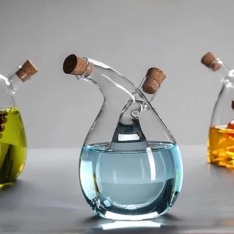 Garrafa Porta Azeite e Vinagre de Vidro com Tampa Cortiça 2 em 1 Lenogue