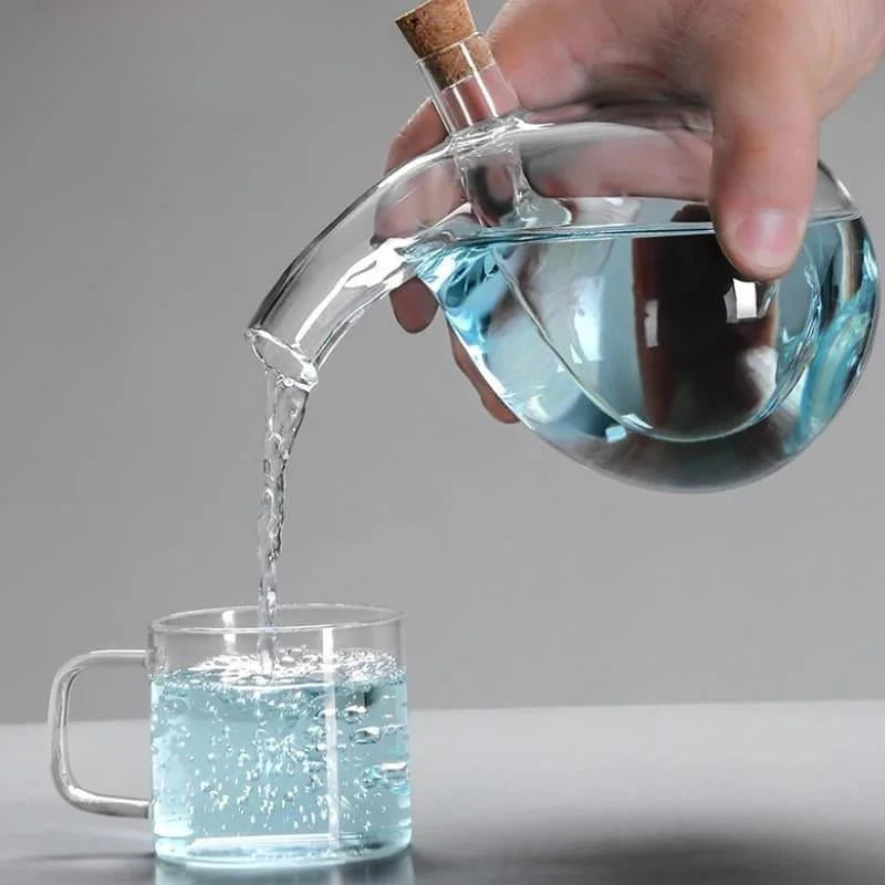 Garrafa Porta Azeite e Vinagre de Vidro com Tampa Cortiça 2 em 1 Lenogue