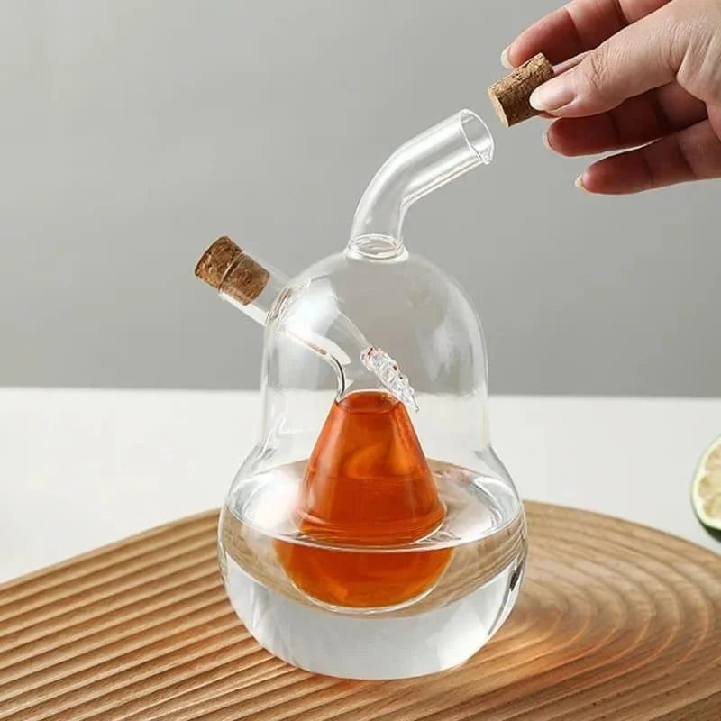 Garrafa Porta Azeite e Vinagre de Vidro com Tampa Cortiça 2 em 1 Lenogue