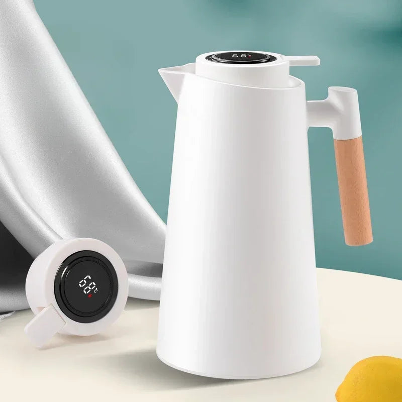 Garrafa Térmica com Termômetro Digital para Café e Chá Lenogue Branco / 1000ml