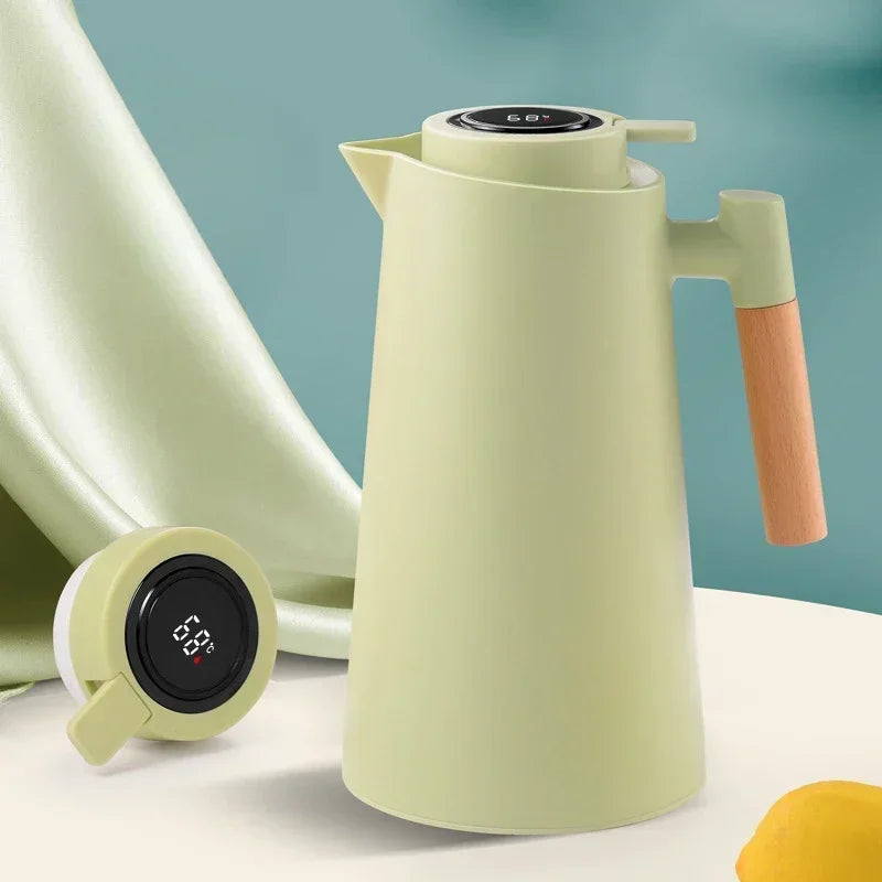 Garrafa Térmica com Termômetro Digital para Café e Chá Lenogue Verde Claro / 1000ml