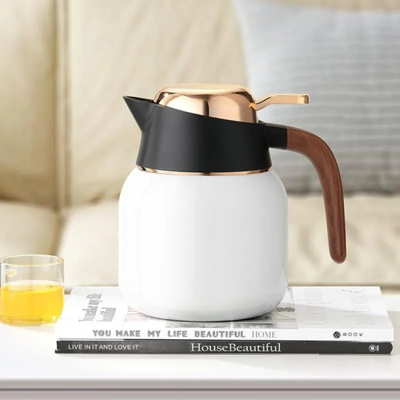 Garrafa Térmica de Inox e Cerâmica para Café Chá Lenogue Branco