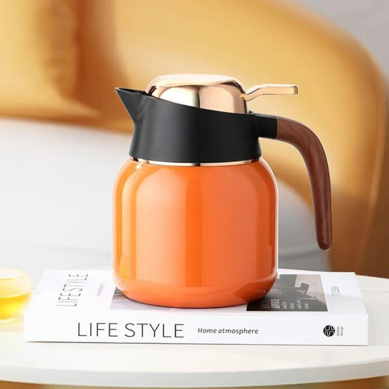 Garrafa Térmica de Inox e Cerâmica para Café Chá Lenogue Laranja