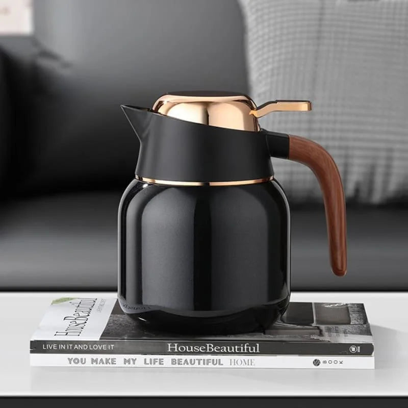 Garrafa Térmica de Inox e Cerâmica para Café Chá Lenogue Preto