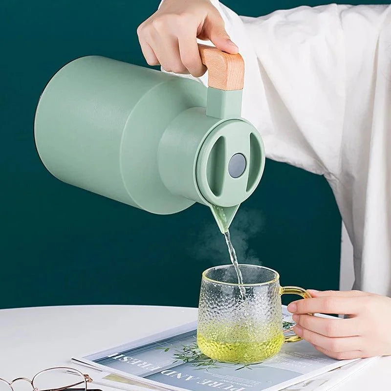 Garrafa Térmica de Inox para Café e Chá com Forro Vidro Lenogue