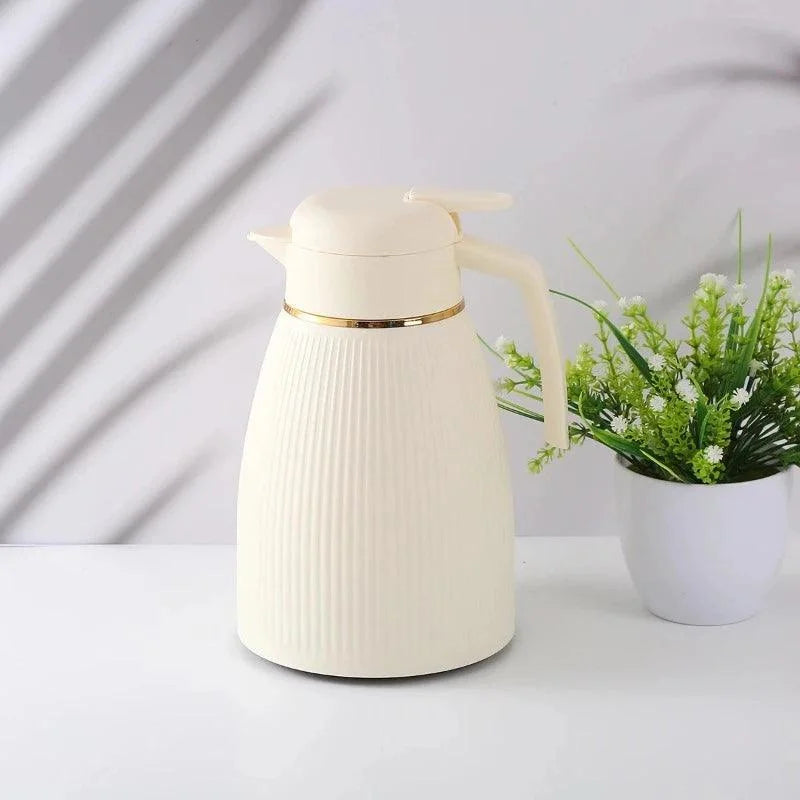 Garrafa Térmica de Inox para Café e Chá com Forro Vidro Lenogue Branco