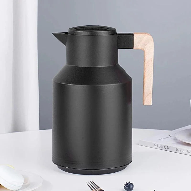 Garrafa Térmica de Inox para Café e Chá com Forro Vidro Lenogue Preto / 940 Ml