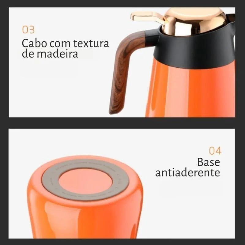 Garrafa Térmica de Inox para Café e Chá com Isolamento a Vácuo Lenogue