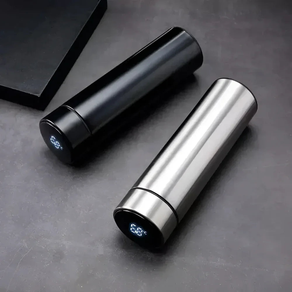 Garrafa Térmica Inox com Sensor de Temperatura Digital Led para Bebidas Lenogue