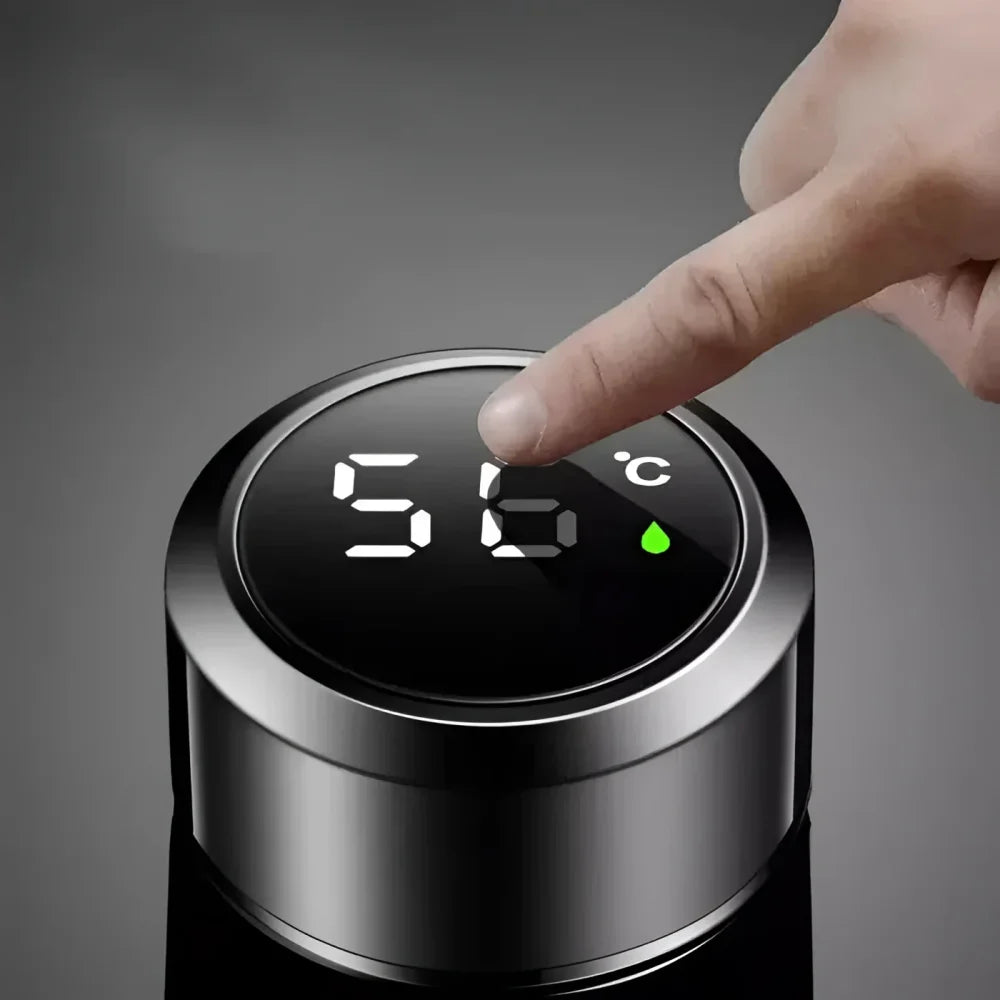 Garrafa Térmica Inox com Sensor de Temperatura Digital Led para Bebidas Lenogue