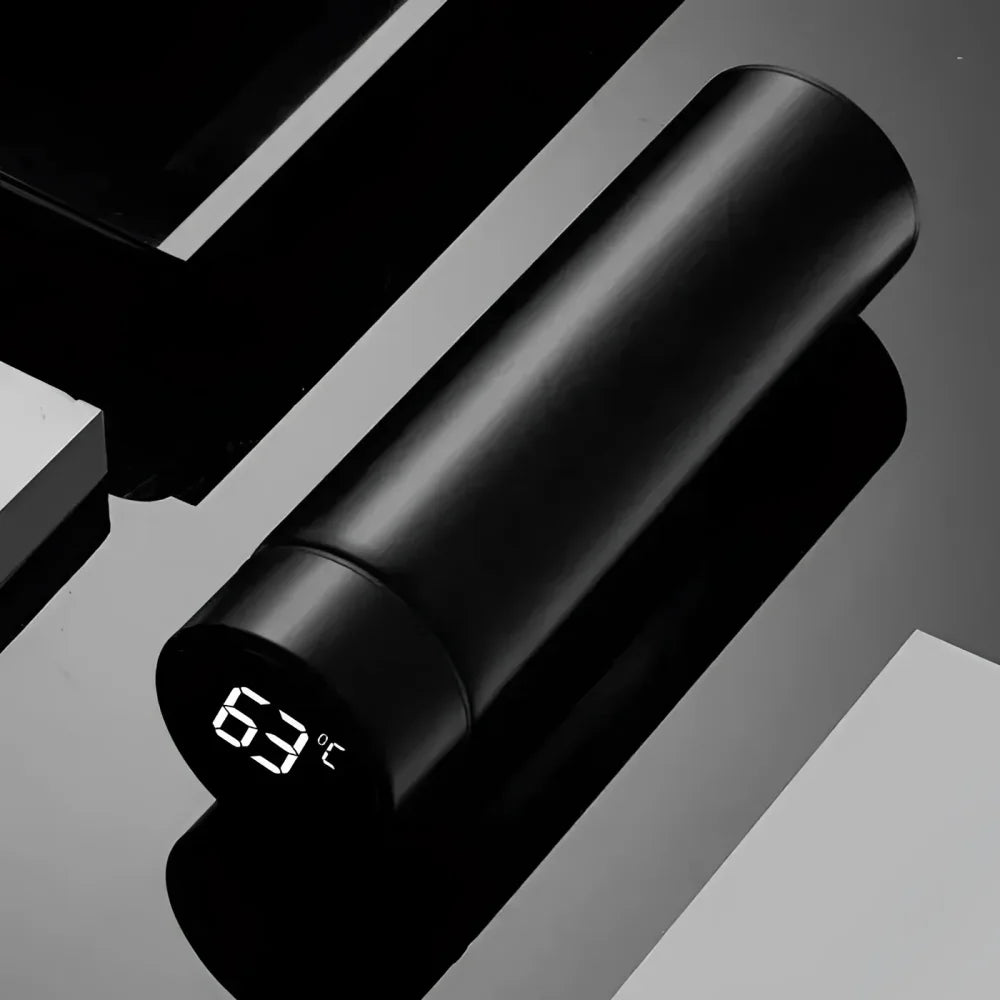 Garrafa Térmica Inox com Sensor de Temperatura Digital Led para Bebidas Lenogue Preto