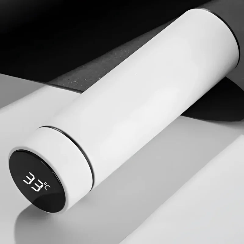 Garrafa Térmica Inox com Sensor de Temperatura Digital Led para Bebidas Lenogue Branco