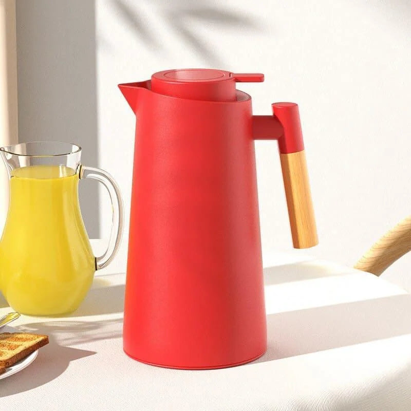 Garrafa Térmica para Café Vidro Borossilicato 1l Bebidas Quentes Lenogue Vermelho