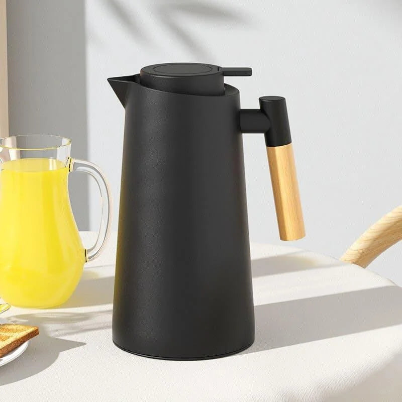 Garrafa Térmica para Café Vidro Borossilicato 1l Bebidas Quentes Lenogue Preto