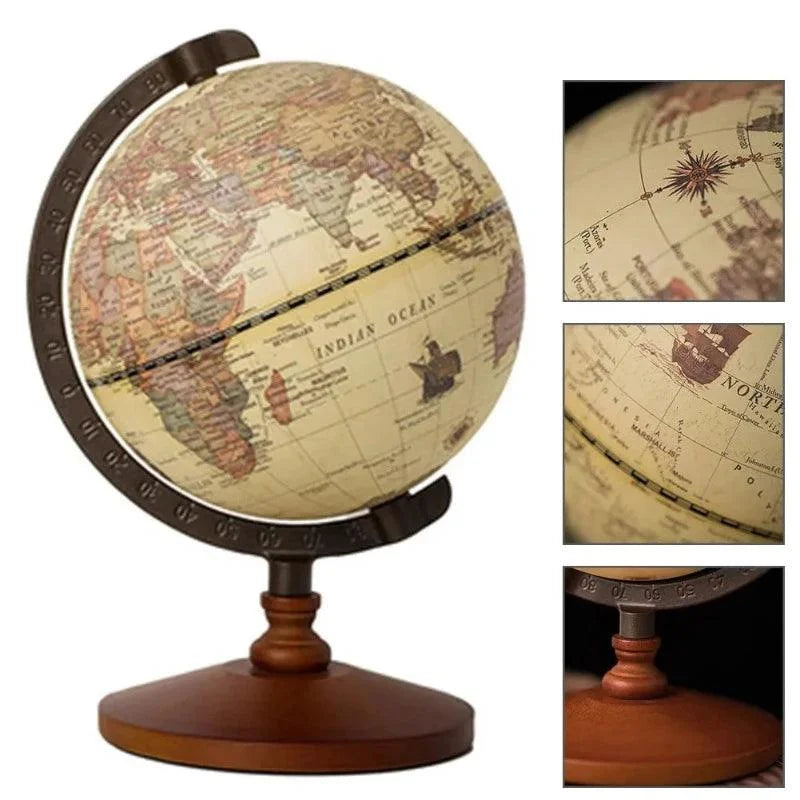 Globo Terrestre Decorativo com Mapa em Inglês para Mesa Lenogue Marrom